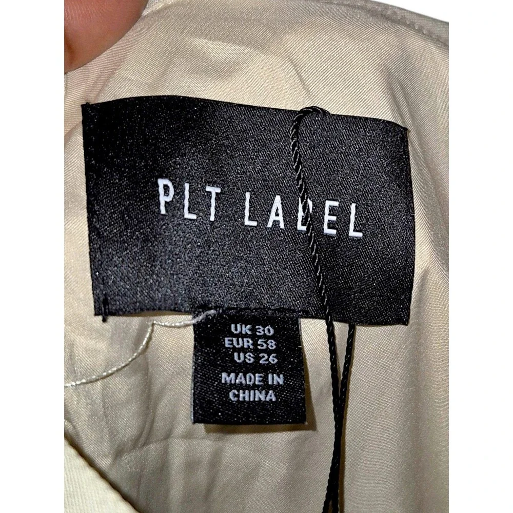 PLT LABEL Matte Satin Strappy Shoulder Bodycon Bubble Hem Dress Size 26 NWT - Picture 3 of 8